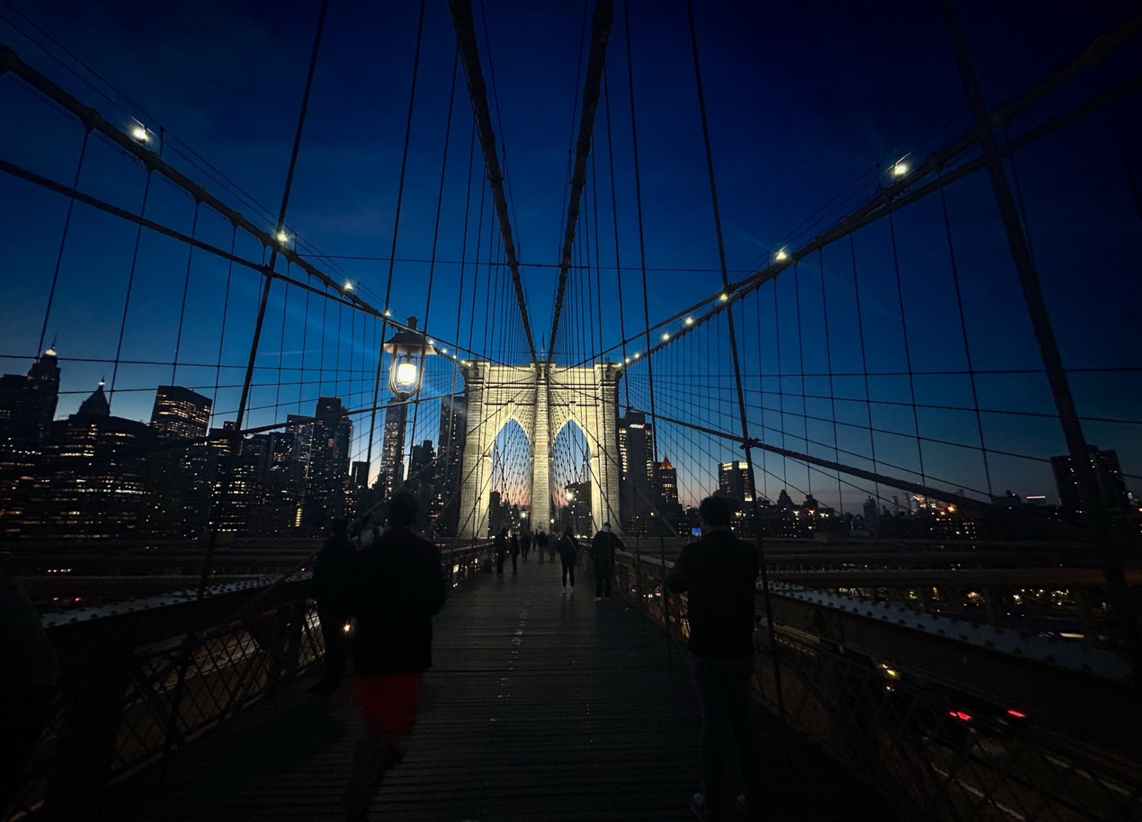 Cables and Constellations — Brooklyn Bridge rigging with Manhattan behind