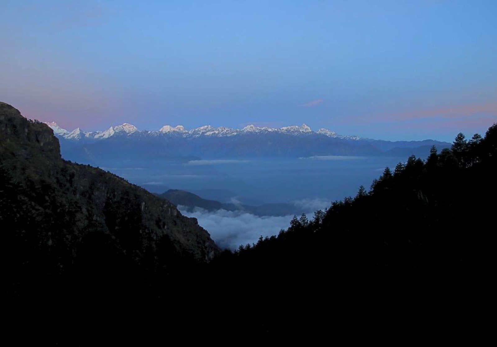 First light on the Himalaya at Kalinchowk, Nepal