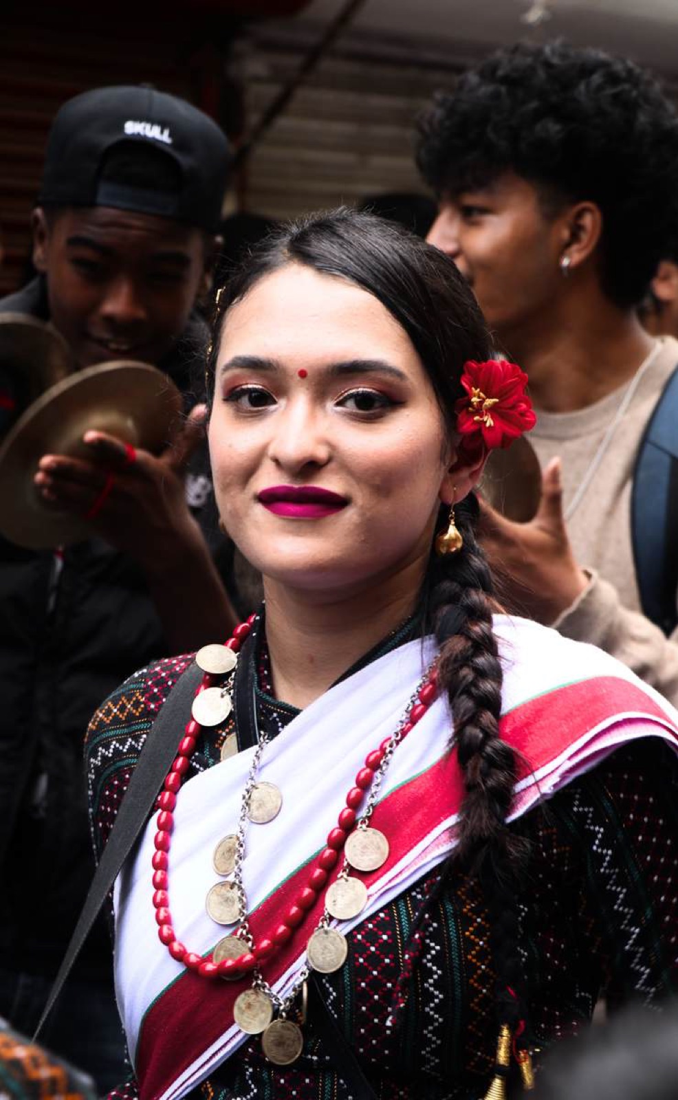 Indra Jatra — playing the Dhimay in Haku Patasi at Kathmandu's street festival